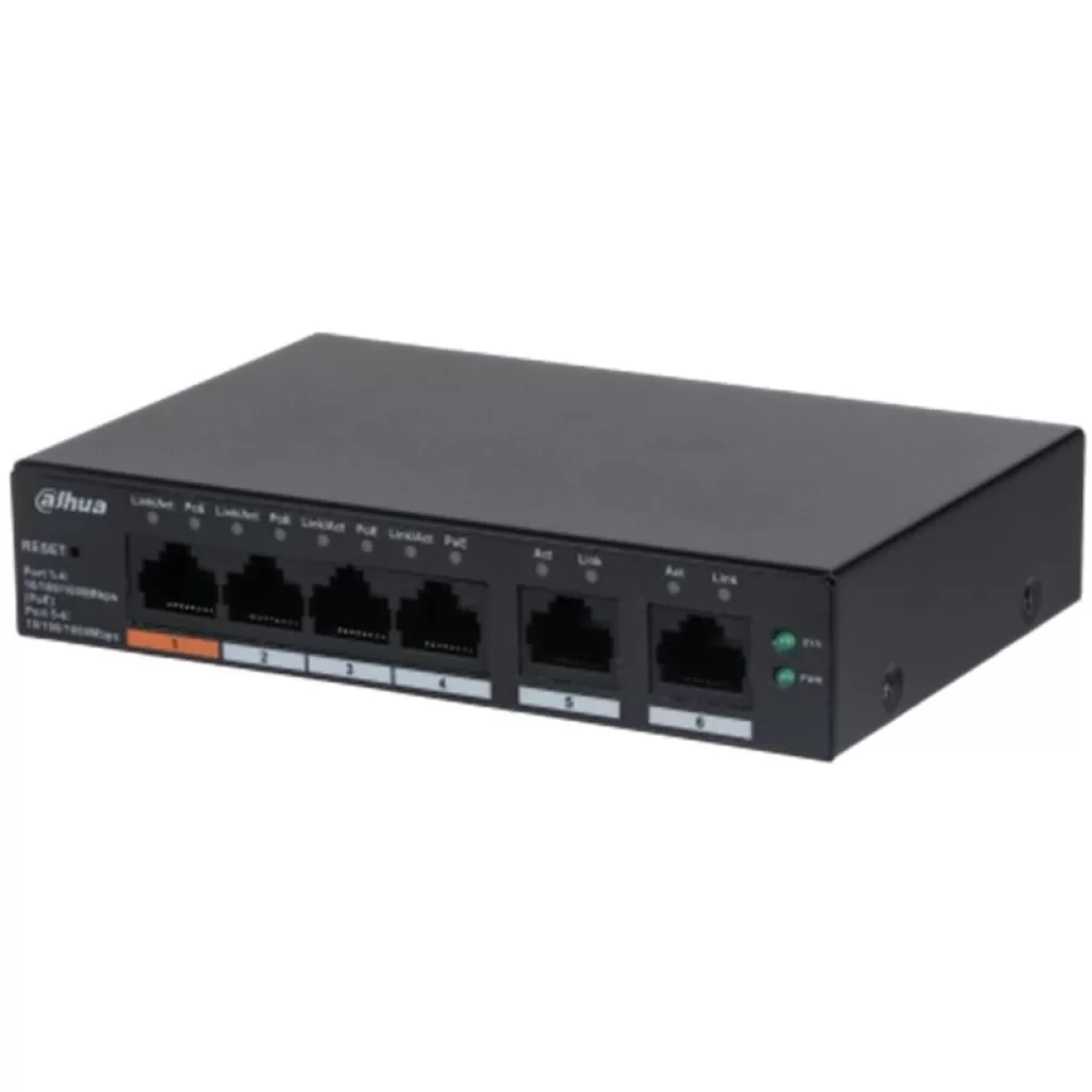 DAHUA CS4006-4GT-60, 4 Port, Gigabit, PoE 60W, 2 Port Uplink, Cloud Yonetilebilir, Switch