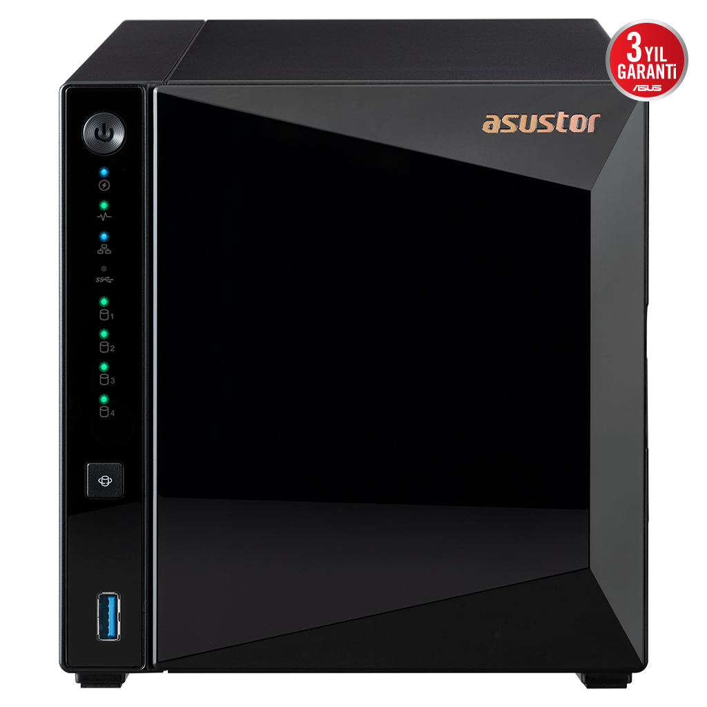 ASUSTOR AS3304T V2, 2Gb DDR4 Ram, 4 Yuvali (4x20TB Destek), 1x2.5GbE Network, 3xUSB 3.2, Tower NAS (Yedekleme) Cihazi