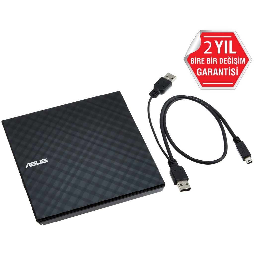 ASUS SDRW-08D2S-U Lite, Usb 2.0, External, Siyah, Slim, Optik Okuyucu/Yazici