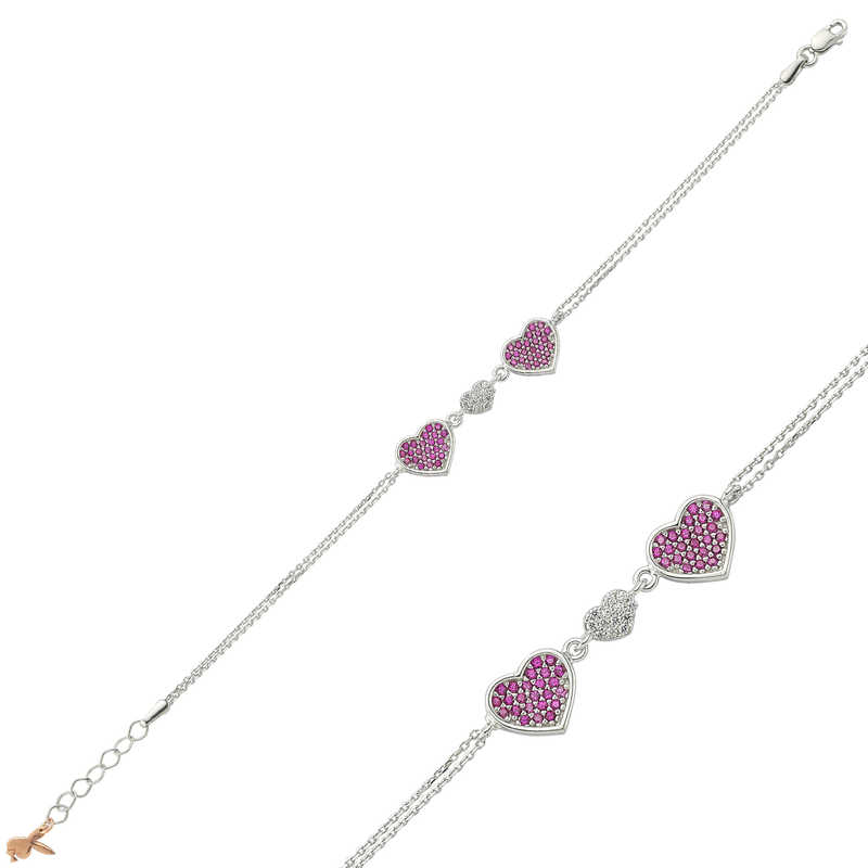 925 Ayar Gumus Pembe Kalpli Bileklik