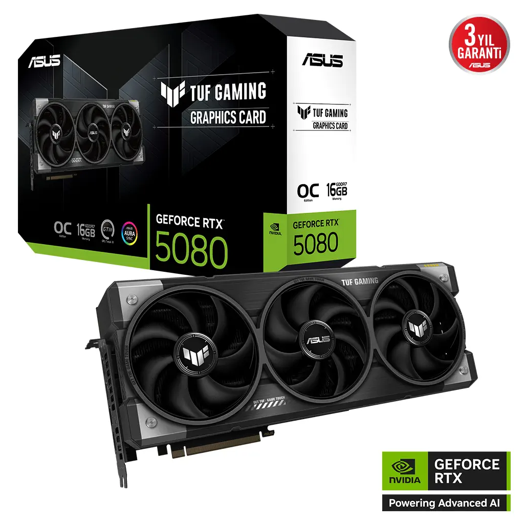 ASUS TUF-RTX5080-O16G-GAMING, 16Gb, 256Bit, GDDR7, 2xHDMI, 3xDP GAMING Ekran Karti