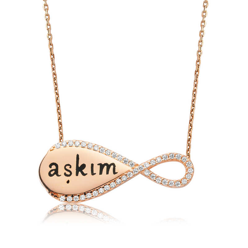 925 Ayar Gumus Askim Yazili Sonsuzluk Kadin Gumus Kolye