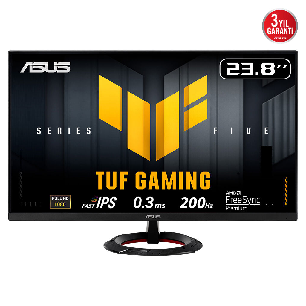 ASUS TUF GAMING VG249Q5R 23,8" 0.3ms, 200Hz, Full HD, DP, 2xHDMI, Hoparlor, Fast IPS LED, ELMB Sync Premium, GAMING Monitor