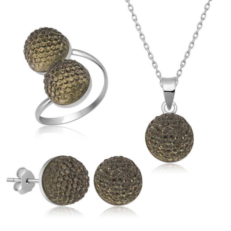 925 Ayar Gumus Kristal Kadin Set