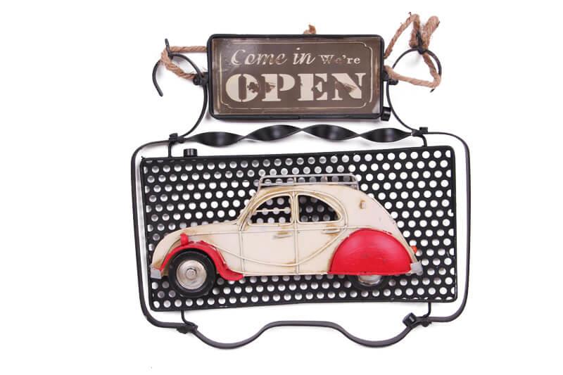 Dekoratif Metal Kapi Yazisi Araba Dekorlu Vintage Hediyelik