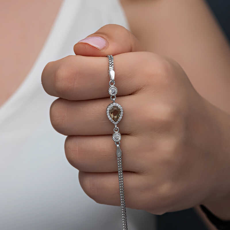 ​Gumus Damla Zultanit Tasli Kadin Bileklik