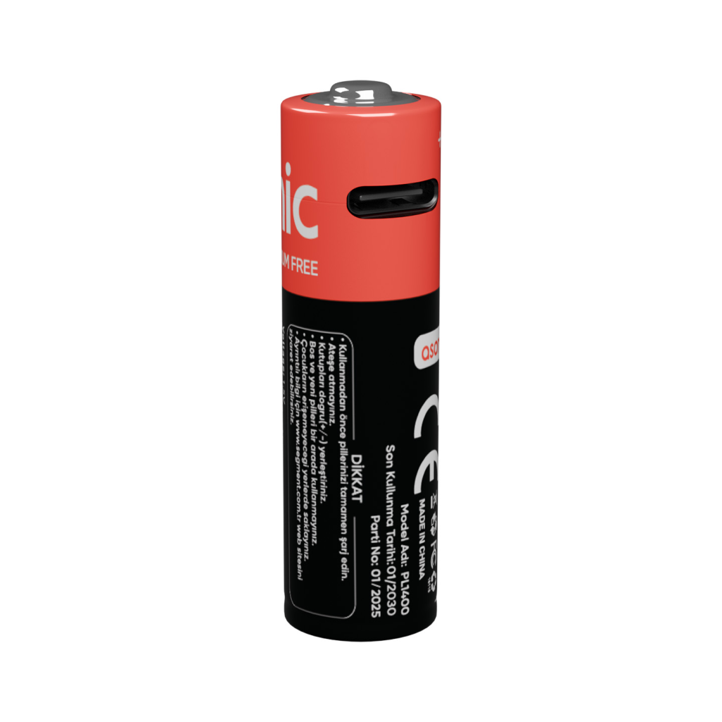 ASONIC PL1400, AA, Sarjli Pil, 1.5Volt, 1400mAh/2600mwh, Type-C ile Kolay Sarj,  2 li Paket (USB To Type-C Kablo Hediye)