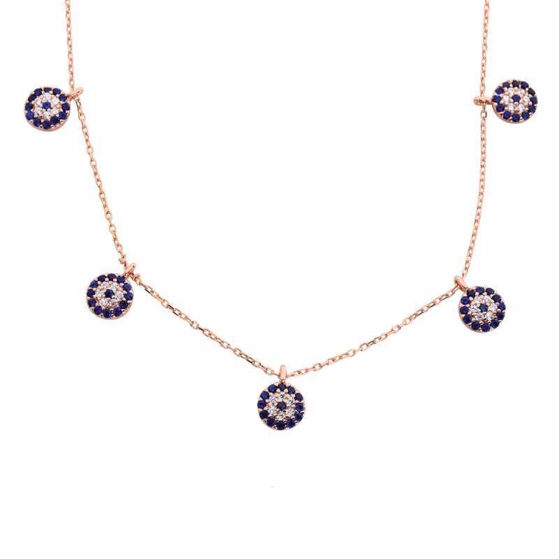 925 Ayar Gumus Nazarli Sans Bayan Gumus Kolye