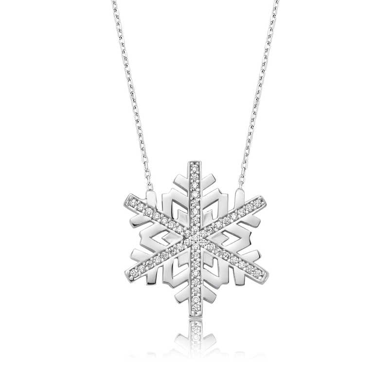 925 Ayar Gumus Kar Tanesi Kadin Gumus Kolye