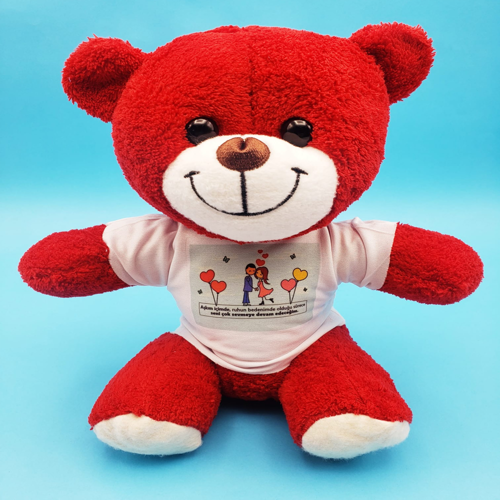 Sevimli Ciftler Tisortlu Kirmizi Ayi