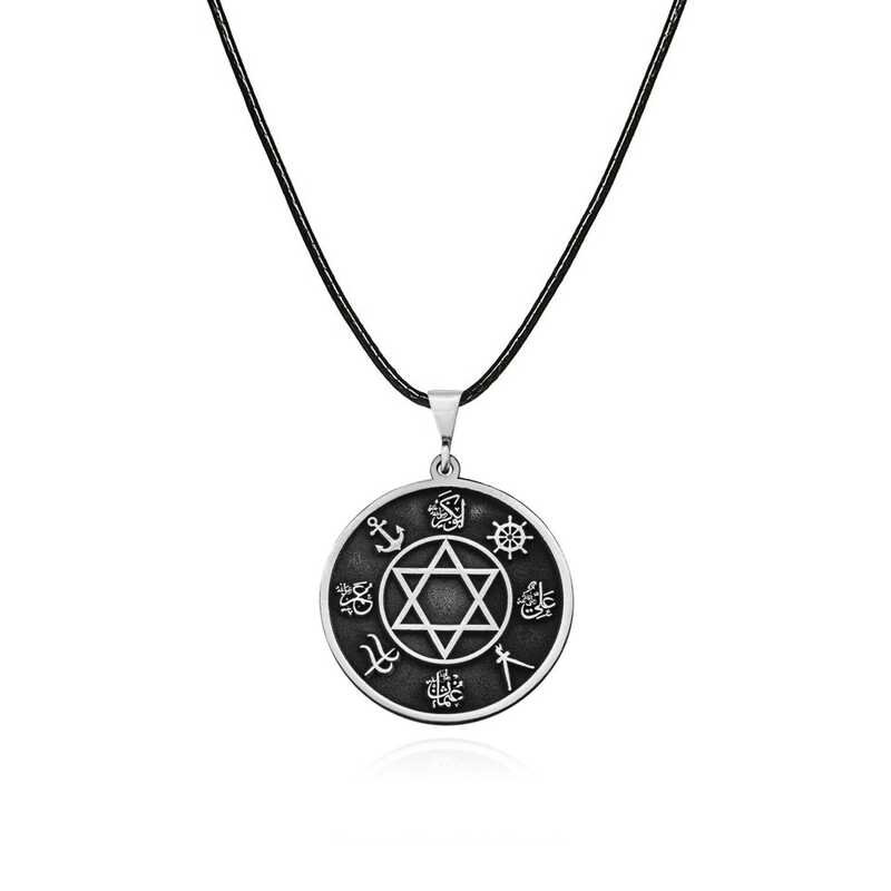 ​Gumus Dort Halife Isimleri Islemeli Kolye