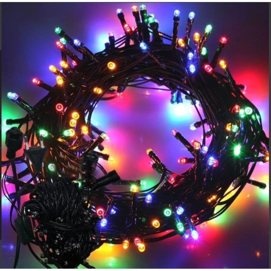 10m 100 Led Boncuk Lamba RGB Isik Siyah Kablo