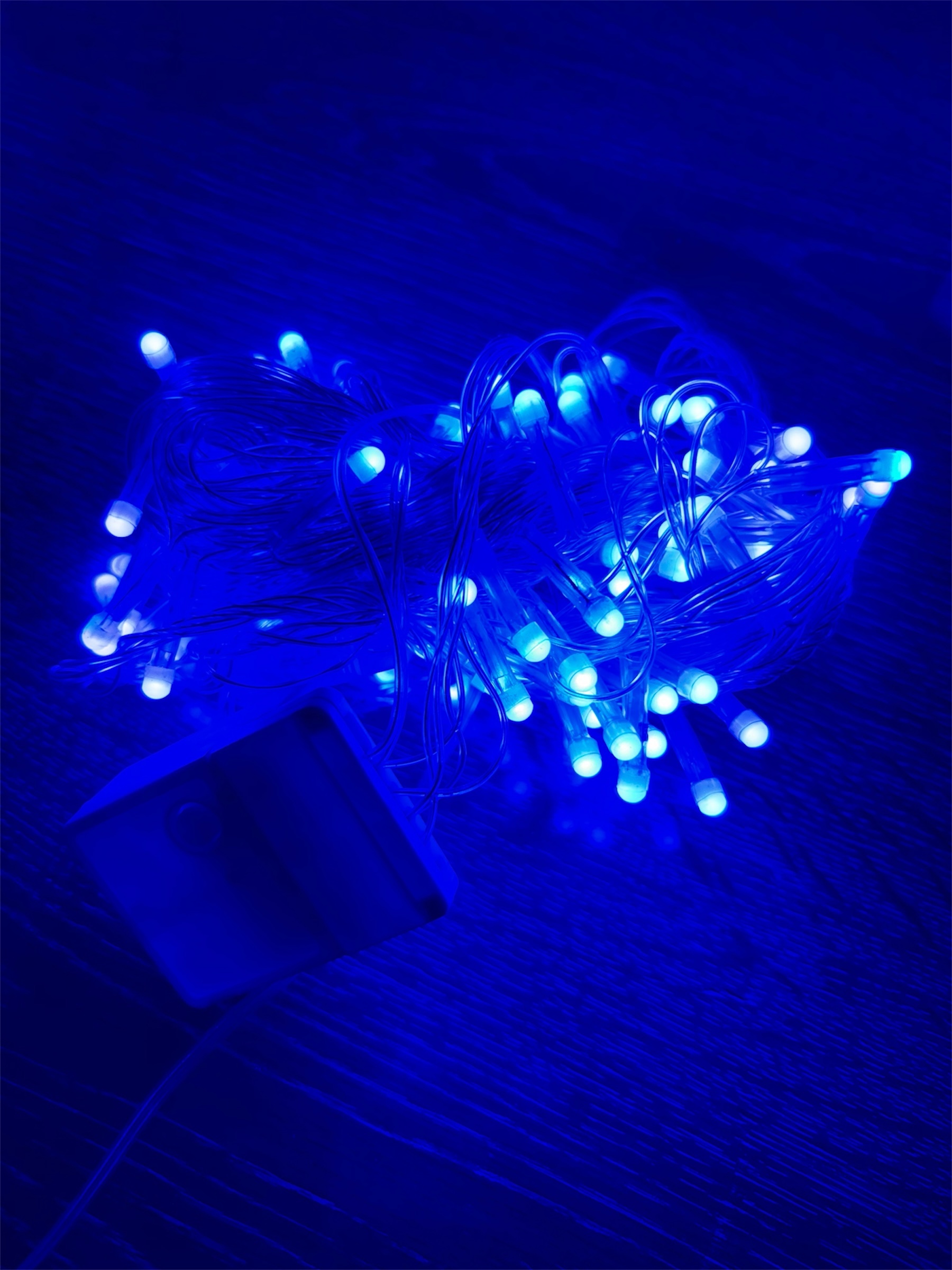 10m 100 Led Damla Uclu Mavi Isik Seffaf Kablo