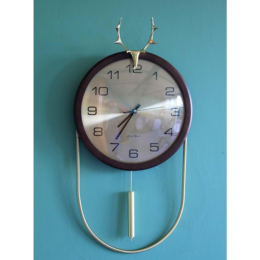 Geyikli Duvar Saati Sarkacli Alk1580 Dekoratif Hediyelik