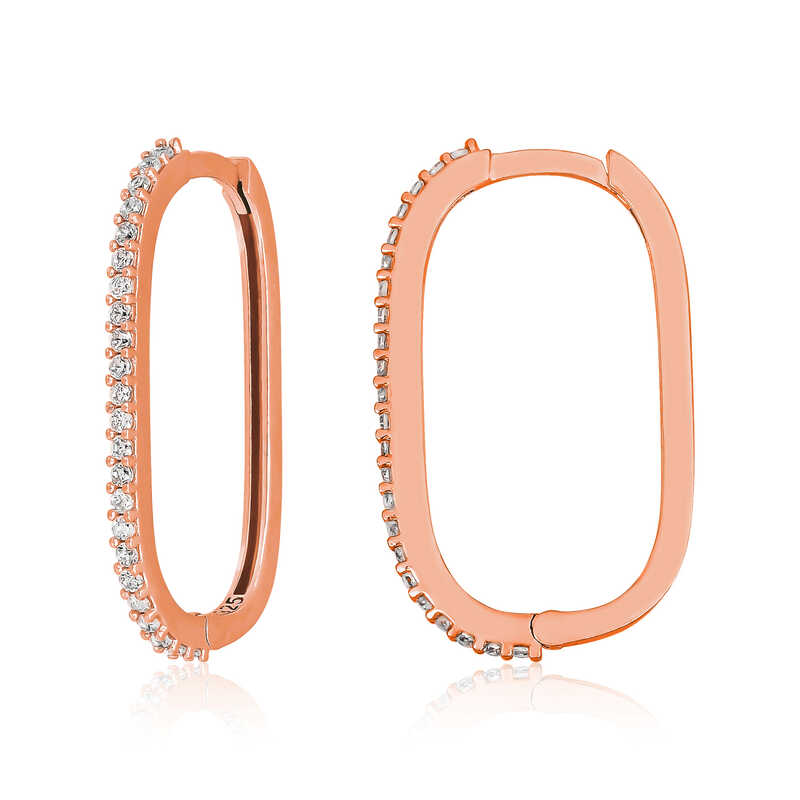 Gumus Rose Zirkon Tasli Halka Kadin Kupe