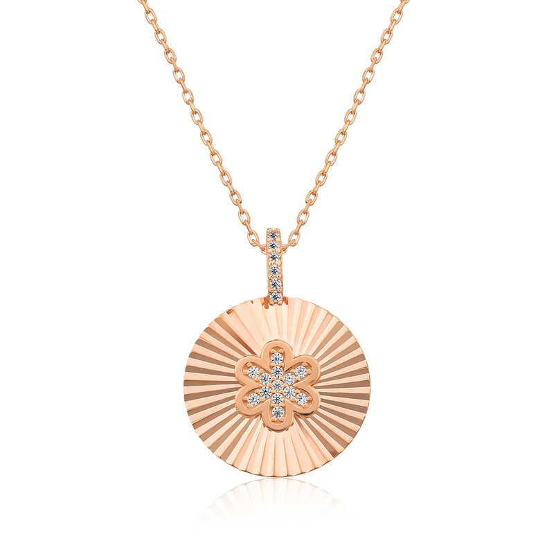 925 Ayar Gumus Firfirli Cicek Kadin Gumus Kolye