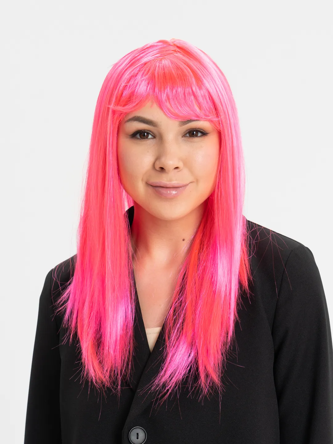 Seker Pembesi Koyu Pembe Renk Uzun Duz Parti Perugu