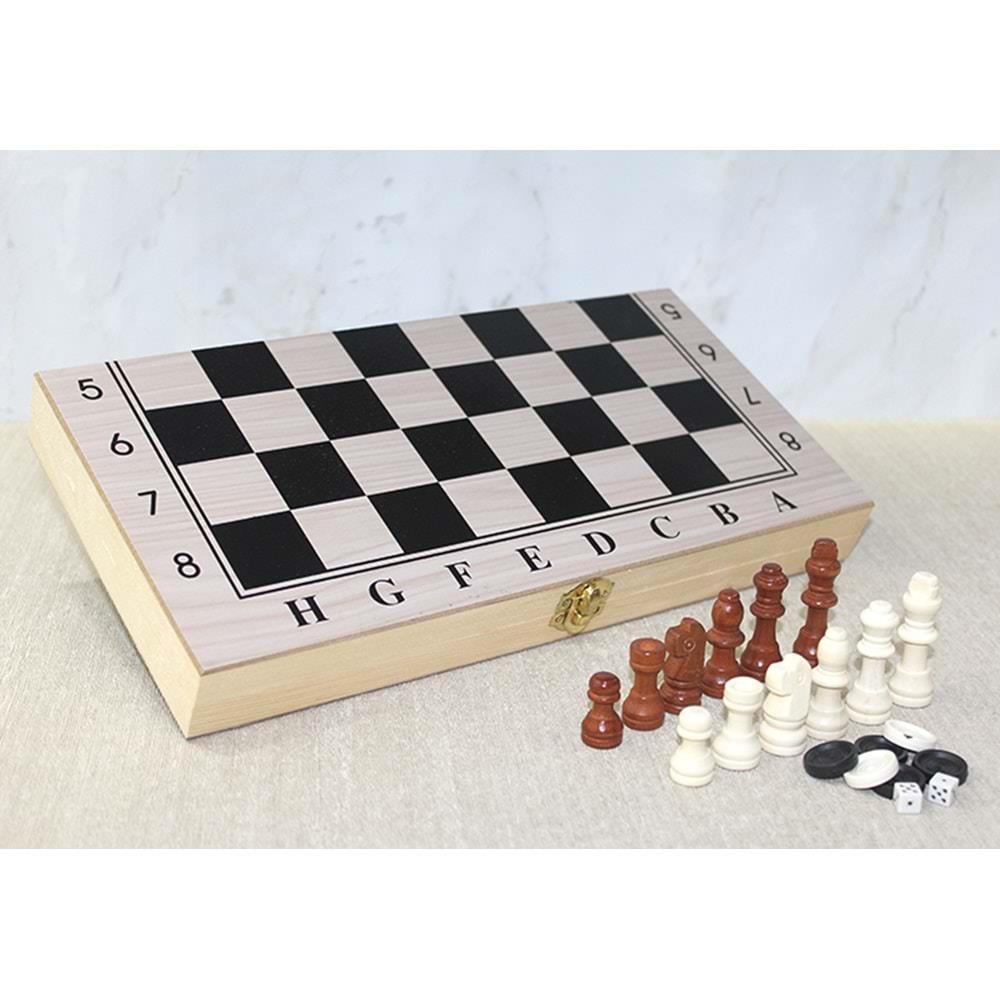 Ahsap Kutulu Satranc ve Tavla Seti