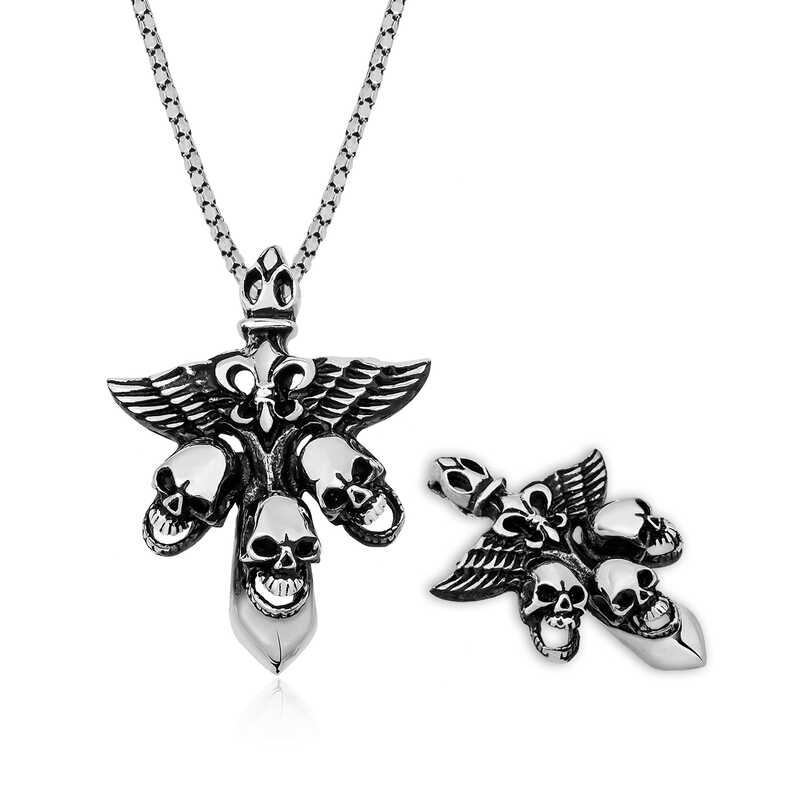 ​925 Ayar Gumus Kuru Kafa Erkek Kolye