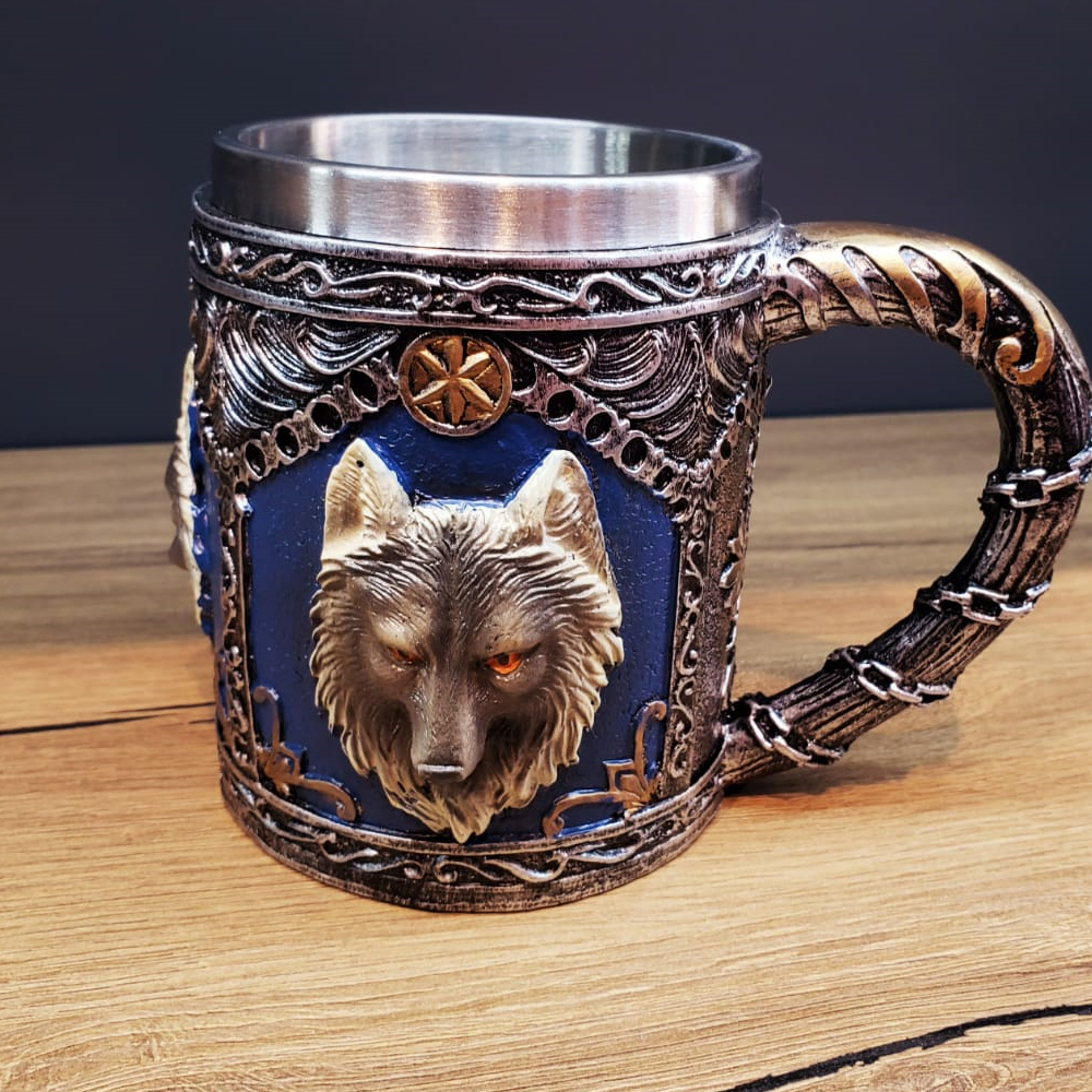 3D Boyutlu Kurt Kafasi Tasarimli Kupa Bardak