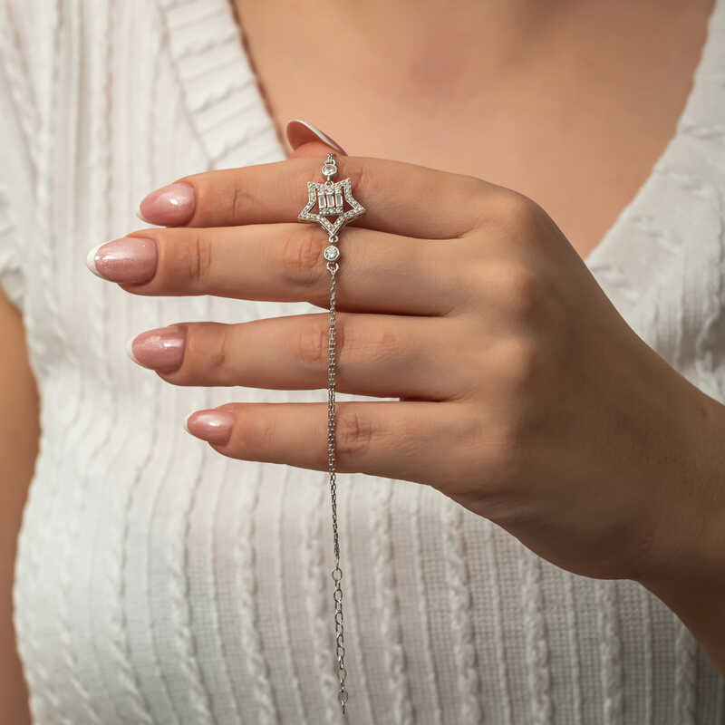 Gumus Baget Tasli Yildiz Kadin Bileklik