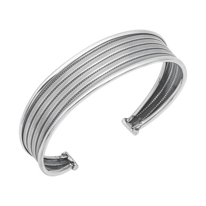 925 Ayar Gumus Eskitme Desenli Kadin Bilezik