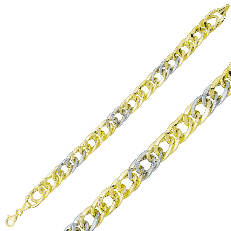 ​925 Ayar Gumus Iki Renkli Zincir Bileklik