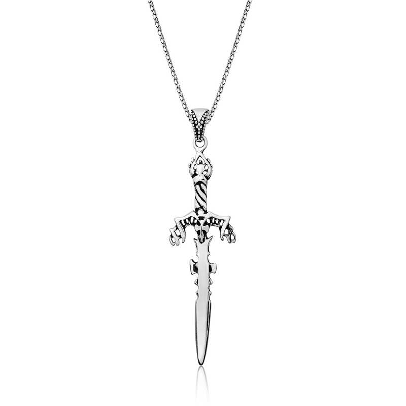 925 Ayar Gumus Kilic Erkek Gumus Kolye