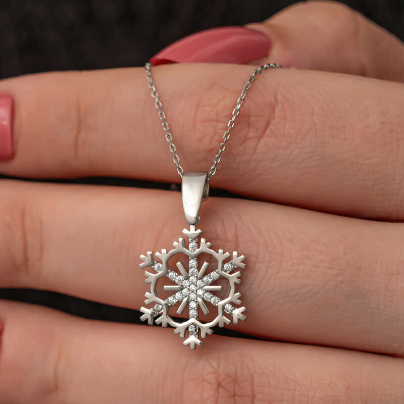 Gumus Kar Tanesi Kadin Kolye