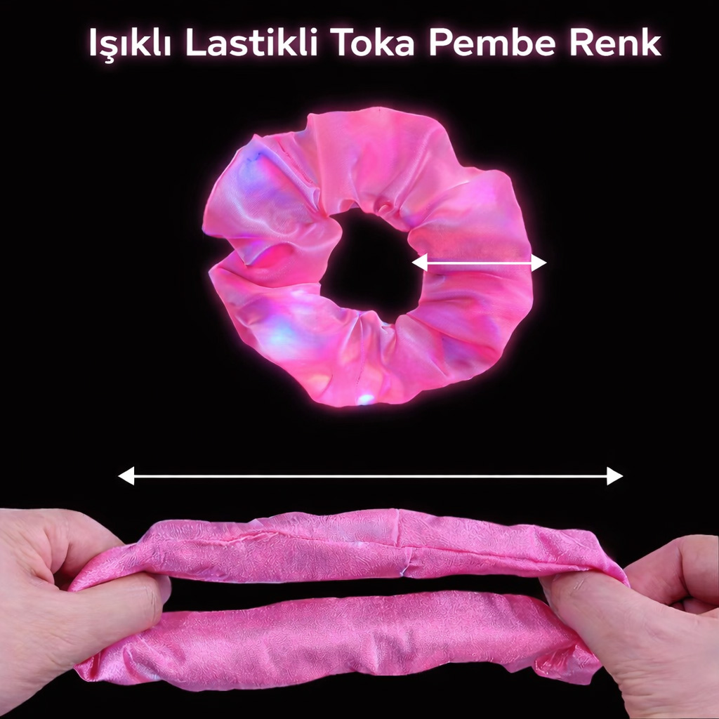 Pembe Renk Led Isikli Lastikli Sac Tokasi
