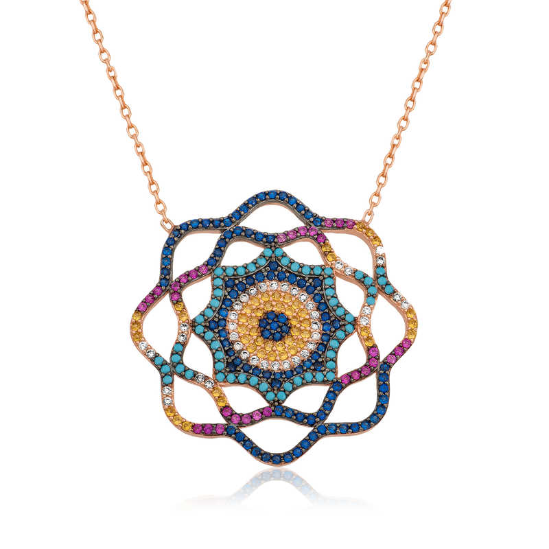 925 Ayar Gumus Yasam Gunesi Nazar Kolye