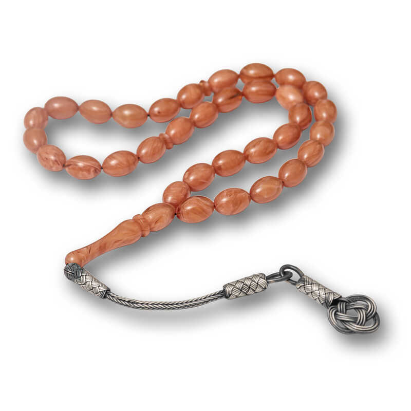 Gumus Kazaz Puskullu Sikma Kehribar Tesbih