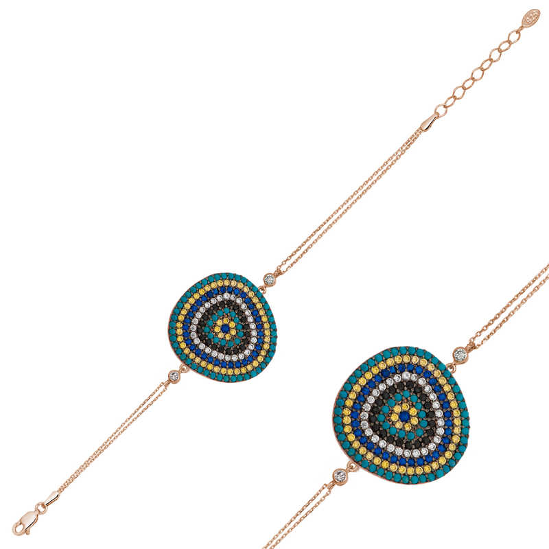 925 Ayar Gumus Rose Damla Nazar Bileklik