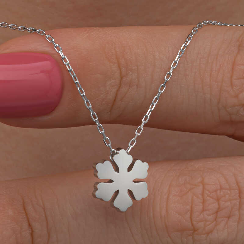 925 Ayar Gumus Minimal Kar Tanesi Kadin Kolye