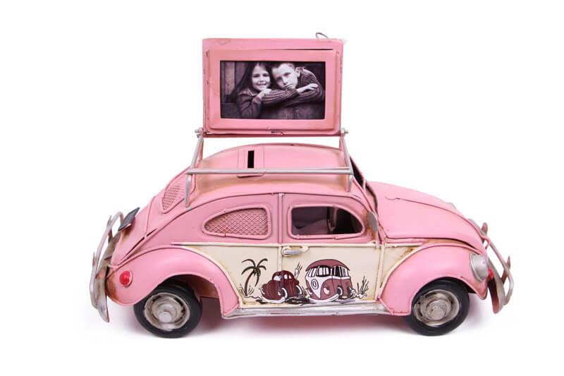 Dekoratif Metal Araba Cerceveli Kumbarali Biblo