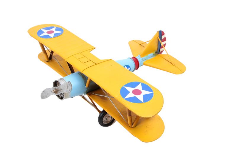 Dekoratif Metal Ucak Cift Kanatli Biblo Dekoratif Hediyelik