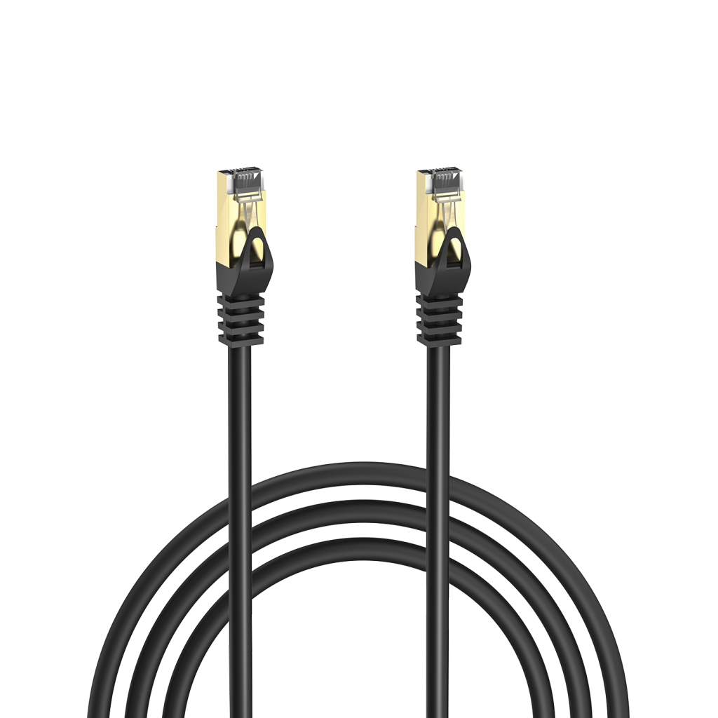 S-LINK MM-CAT701, CAT7, Patch, 1Mt, Gold Uclu,   FTP, CCA, Ag Baglanti Kablosu (Siyah)