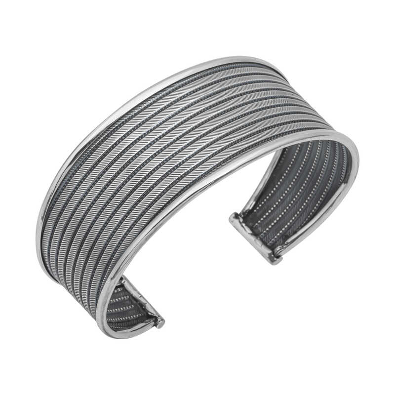 925 Ayar Gumus Eskitme Desenli Kadin Bilezik