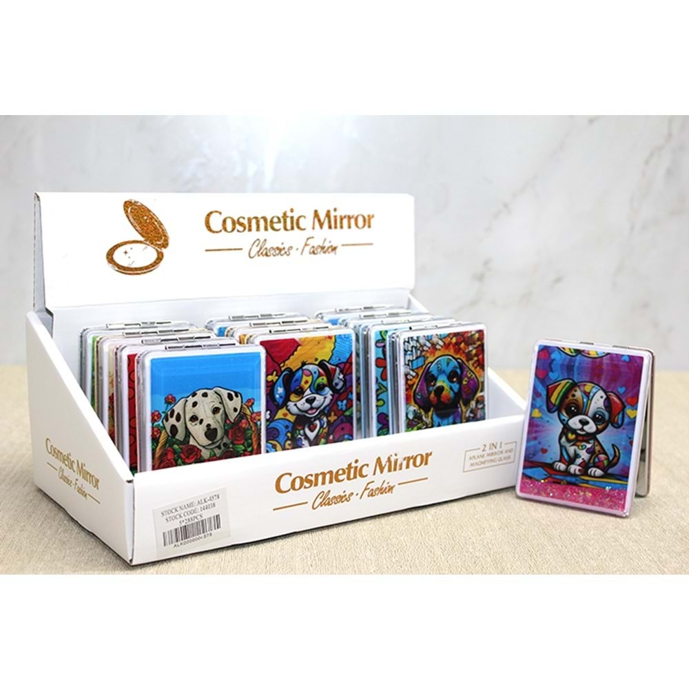 Hareketli Sulu Detayli Kopek Figurlu El Aynasi