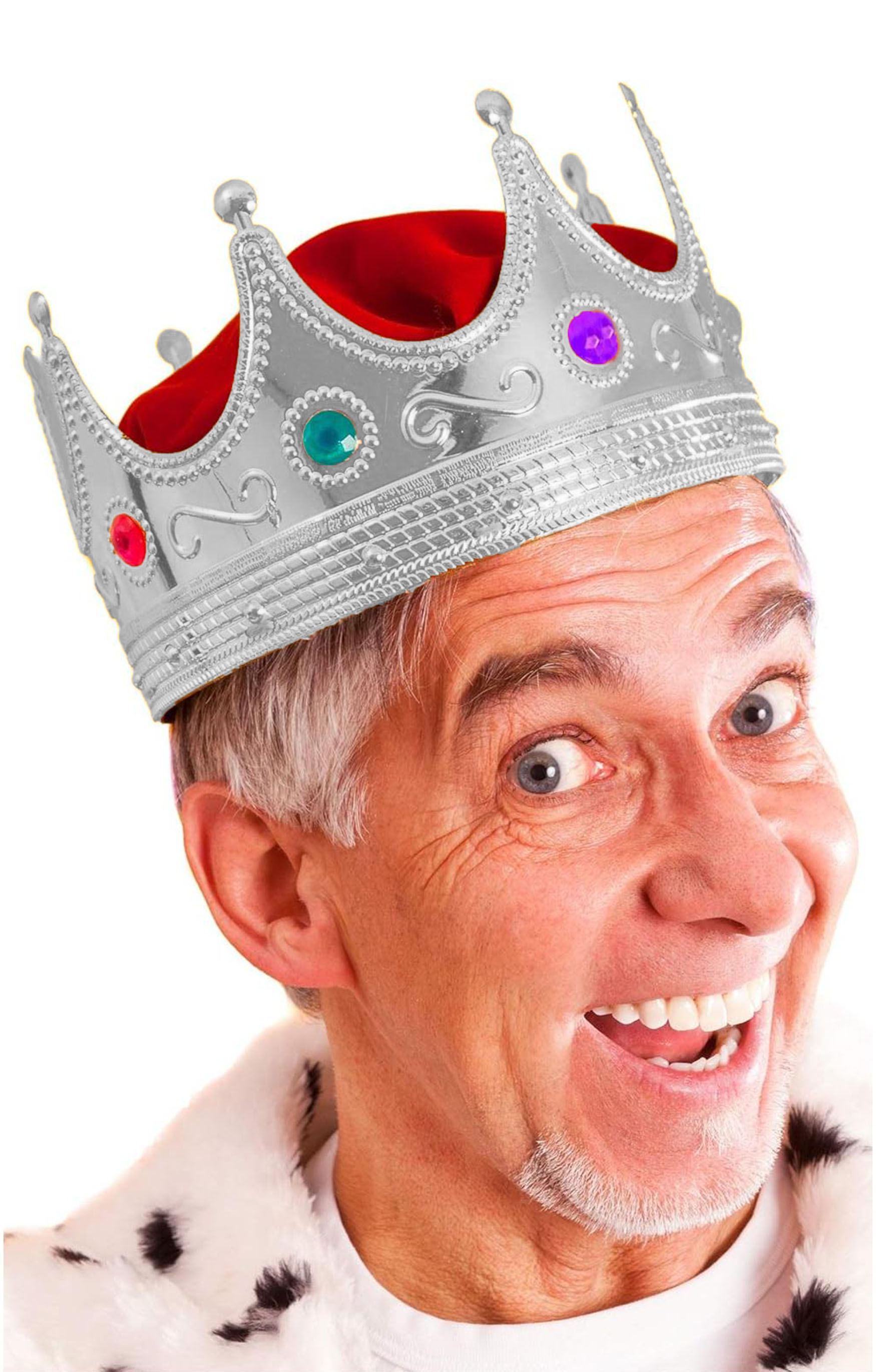 Gumus Renk Yetiskin Cocuk Uyumlu Kral Taci Kraliyet Taci 60 cm