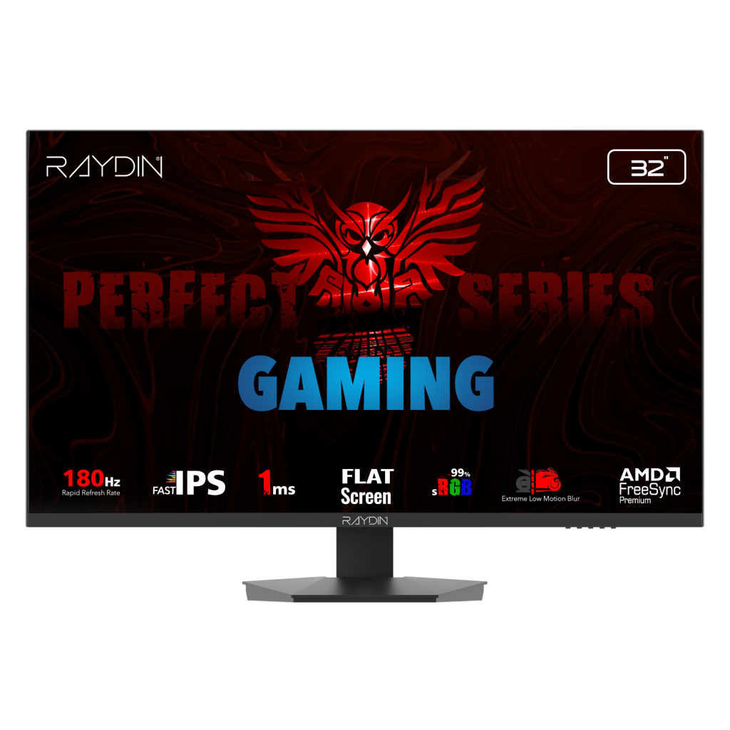 RAYDIN EG32EQI-180HZ, 31.5", 1ms, 180Hz, 2K Quad HD, 2xHDMI, DP, Hoparlor, IPS LED, Flat, Frameless, FreeSync Gaming Monitor