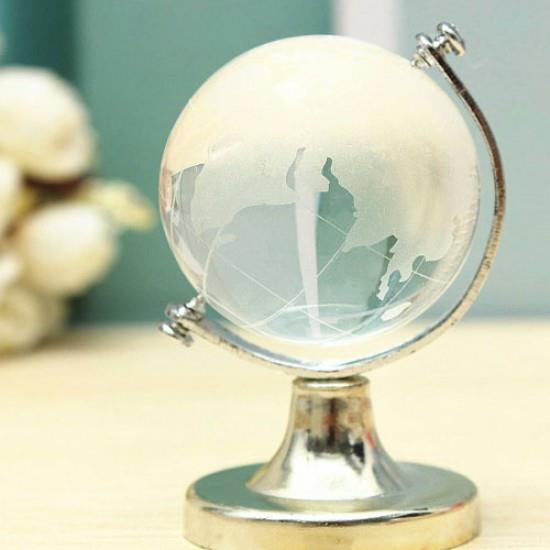 Kristal Buyuk Boy Cam Dunya Kuresi Dekoratif Hediyelik