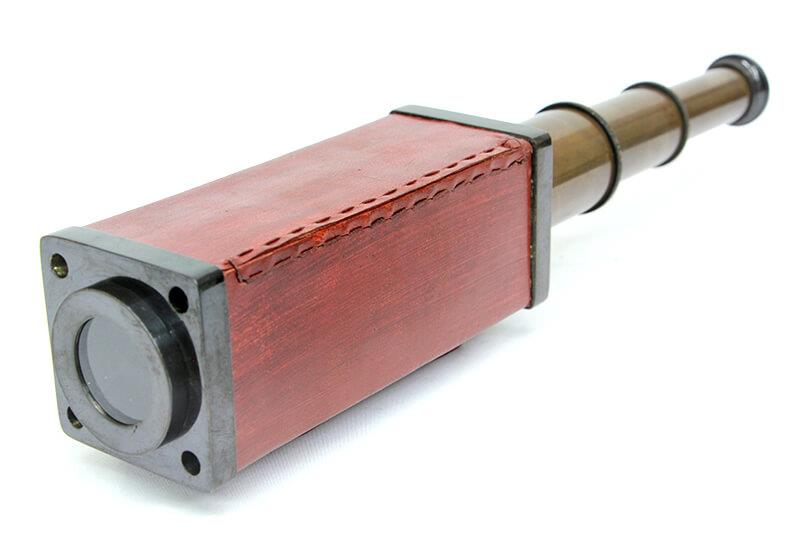 Deri Kaplama Eskitme Kare Durbun Dekoratif Hediyelik