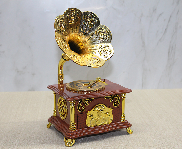 Gramafon Muzik Kutusu Kahverengi