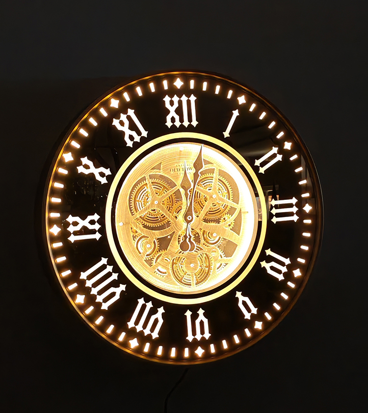 Ozel Tasarim Metal Carkli Ledli Duvar Saati