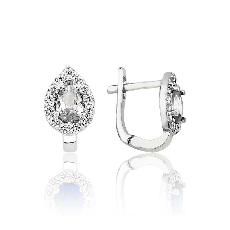 Gumus Beyaz Tasli Damla J Kadin Kupe