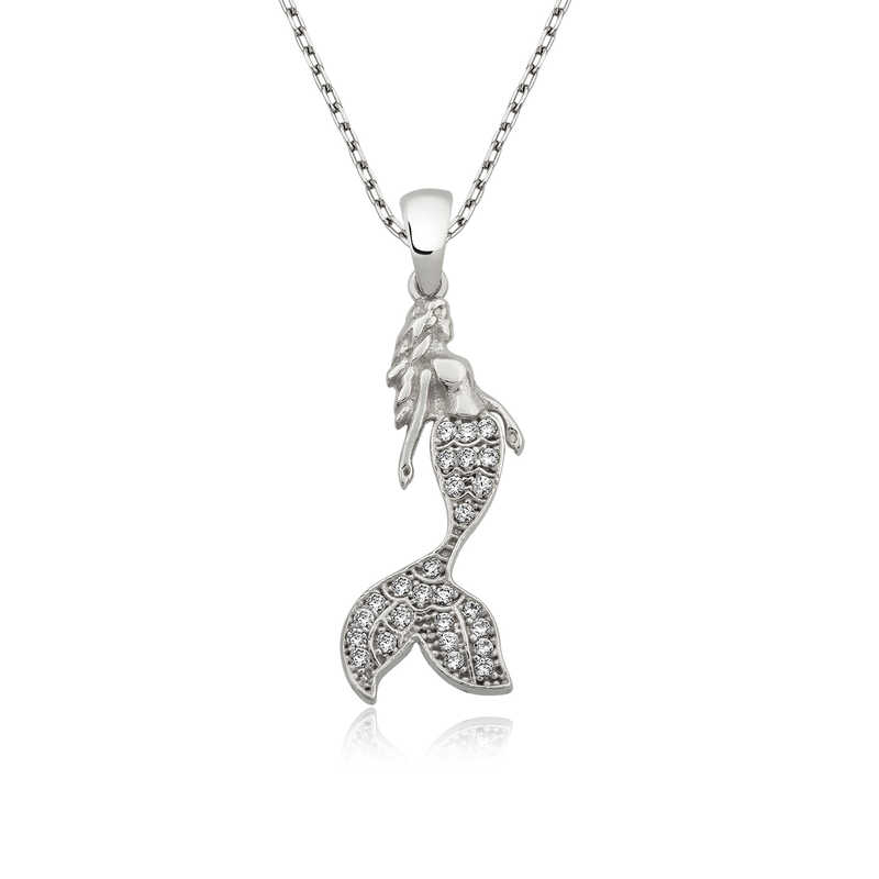 925 Ayar Gumus Deniz Kizi Kadin Gumus Kolye