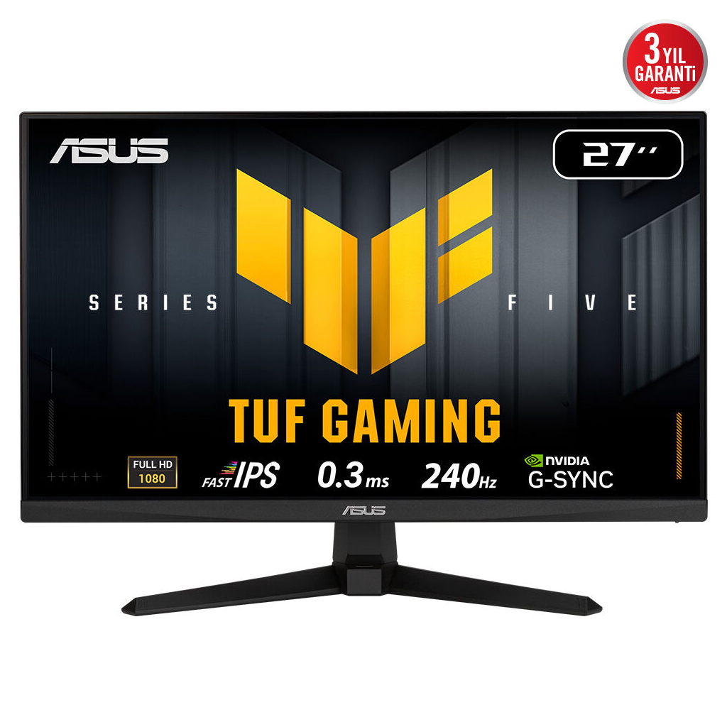 ASUS TUF GAMING VG279QM5A 27" 0.3ms, 240Hz, Full HD, DP, 2xHDMI, Hoparlor, Fast IPS LED, ELMB Sync Premium, GAMING Monitor